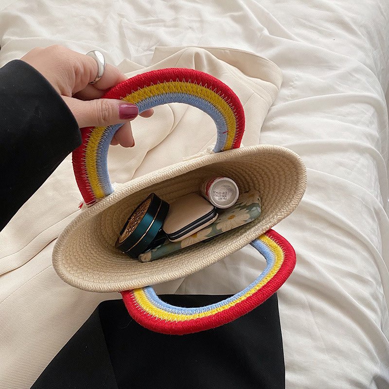 Túi Vintage Đan Cối Đám Mây Cầu Vòng