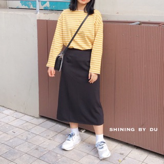 [CÓ SẴN] Chân váy suông đen cạp thun to bản