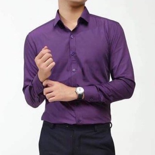 Áo sơ mi dài tay áo kiểu đẹp nam hàn quốc công sở Áo sơ mi nam Tím đậm LSM0015