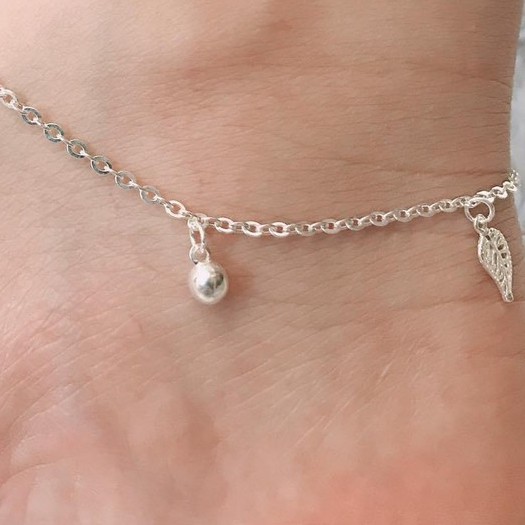 Vòng Tay, Lắc Chân Bạc S925 CaoBac Silver Họa Tiết Bi Lá Xen Kẽ Phong Cách Nhẹ Nhàng Cho Nữ