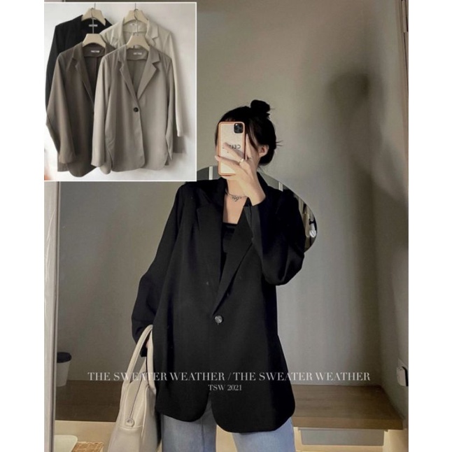Áo khoác blazer xẻ dày dặn form rộng Hàn Quốc | BigBuy360 - bigbuy360.vn