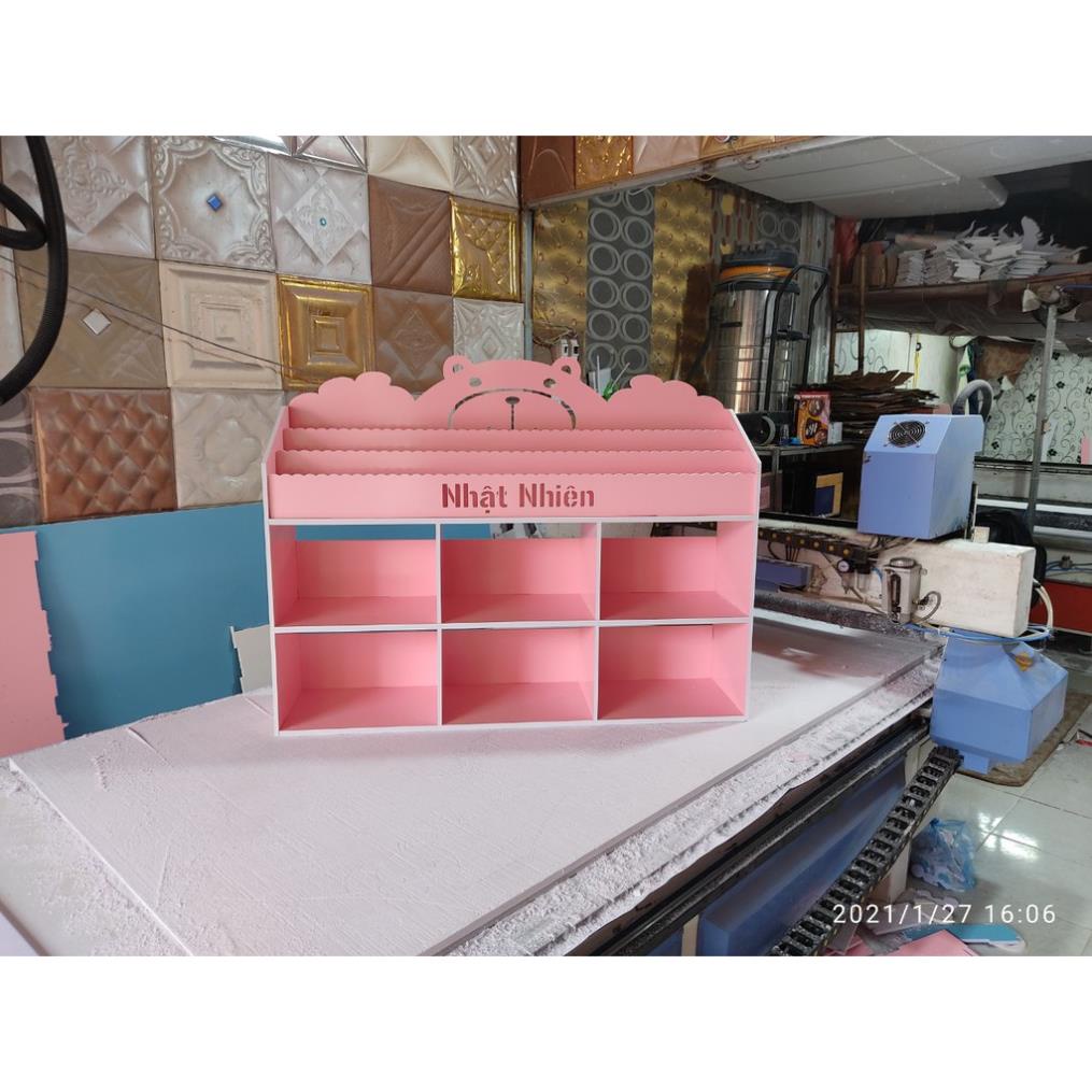 Kệ Giá sách hình gấu 2 tầng kèm ngăn chứa đồ  Cao 55cm  ngang 65cm  sâu 25cm