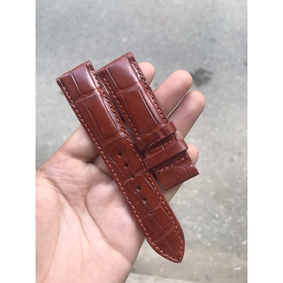 Dây Da Đồng Hồ Da Cá Sấu Nam Đủ mầu Vân Đốt Tre Đủ Size (Trong lót da bò)