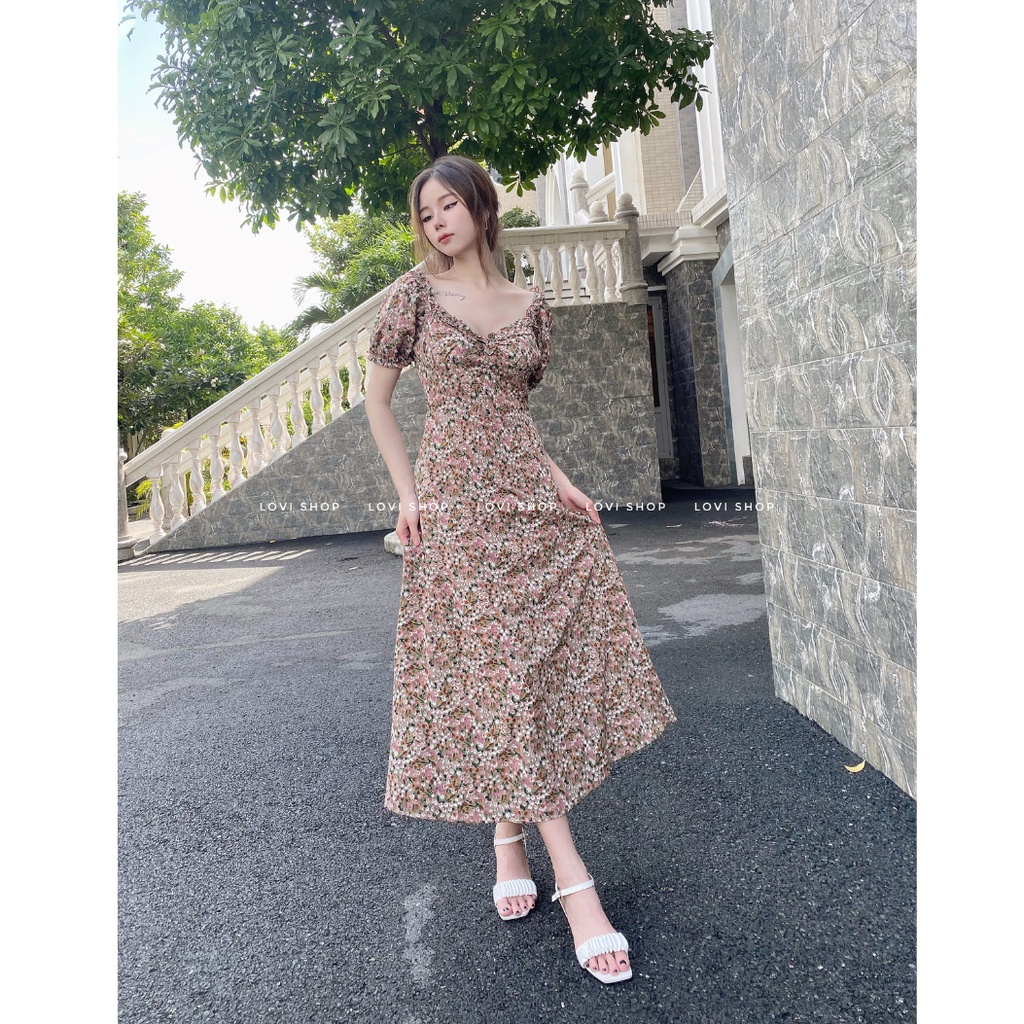 LOVI SHOP - Đầm maxi hoa phong cách vintage thời trang Pháp