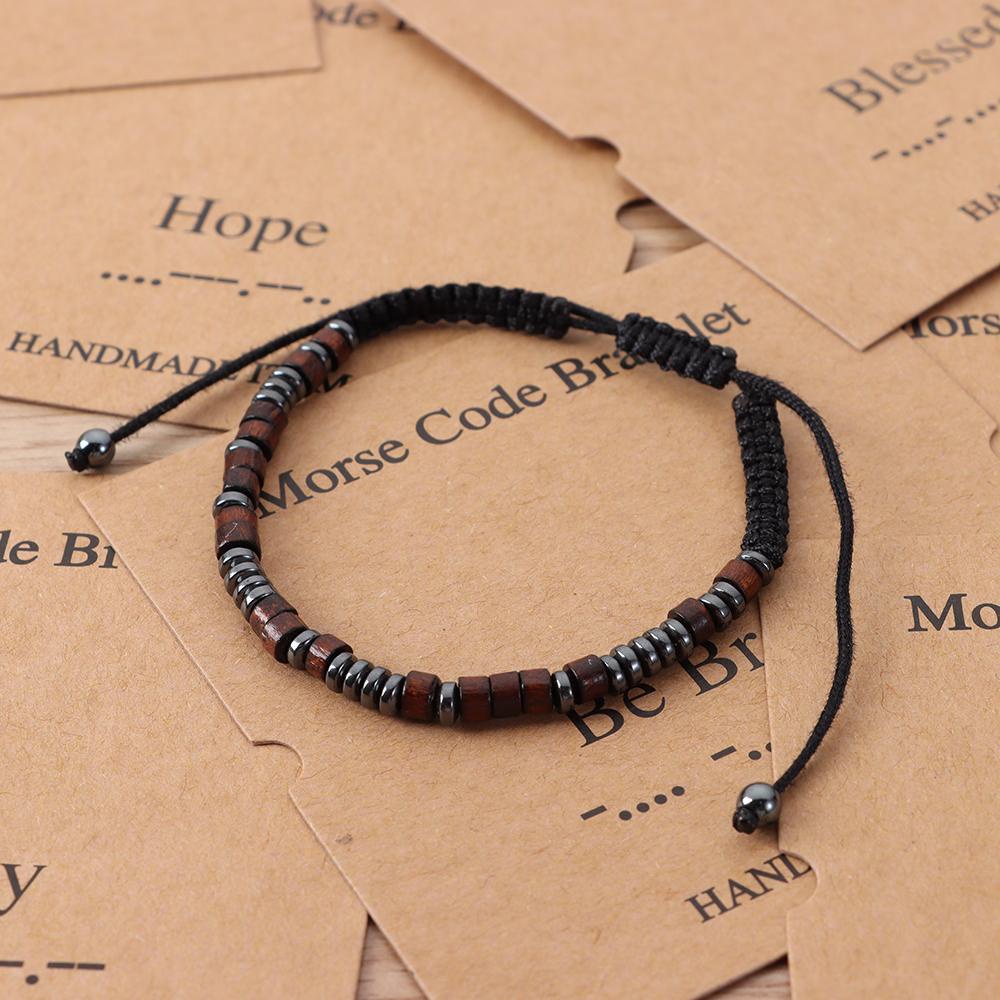 YVE Vòng Tay Chuỗi Hạt Gỗ Khắc Chữ Best Friend Bằng Thép Không Gỉ