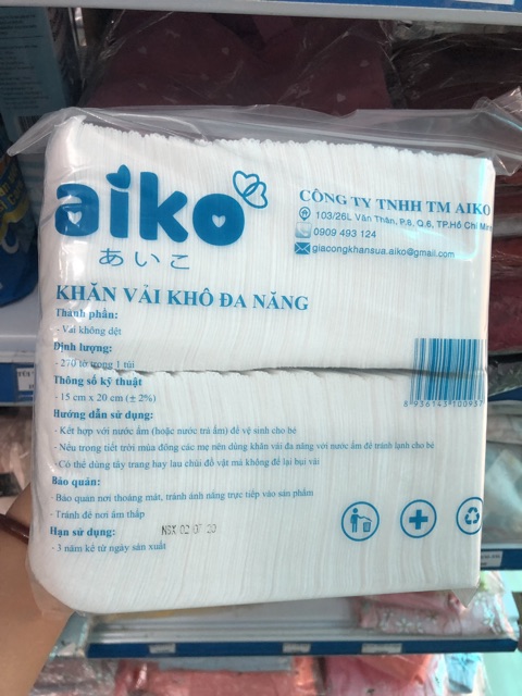 Khăn khô đa năng Aiko- Bịch 270 tờ