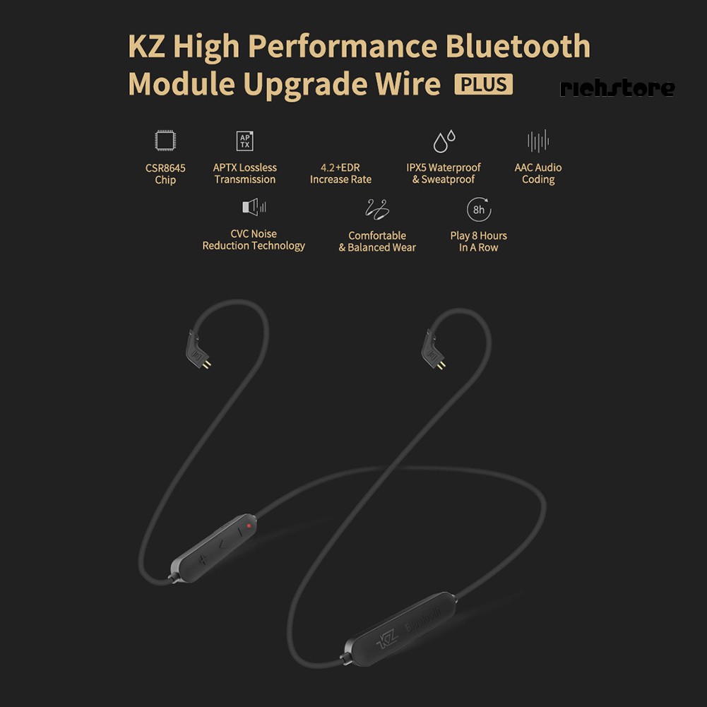 EJ_KZ Earphones 2Pin/MMCX Wireless Bluetooth Cable for KZ-ZS5/ZS6/ZSA/ZST/ZSN/ZS10