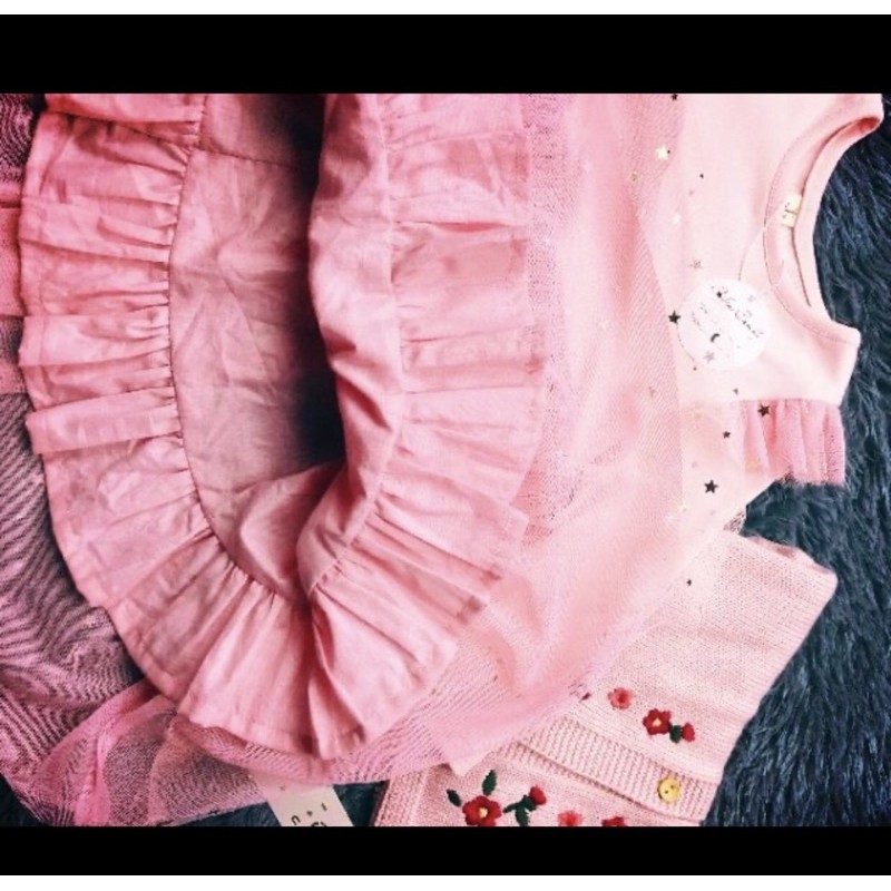 Váy Công Chúa Hồng Elsa Sao Lấp Lánh