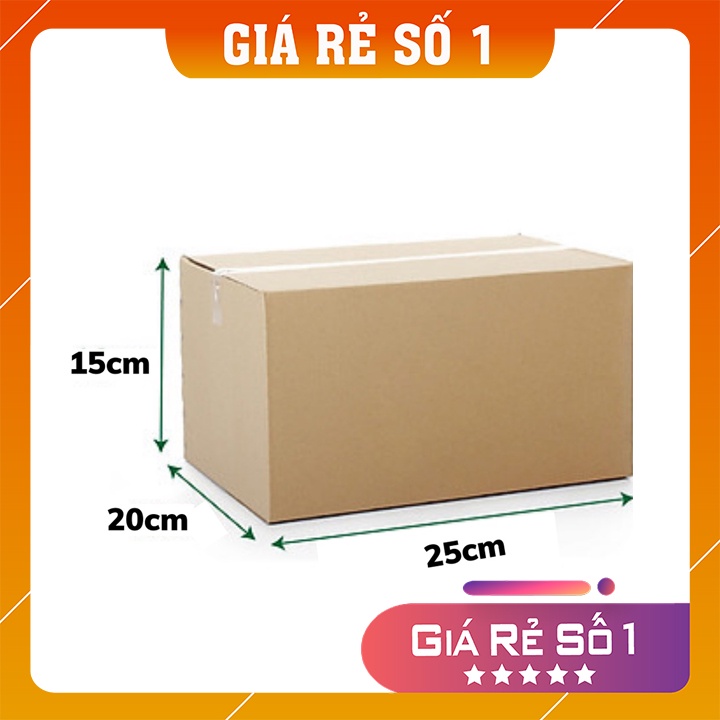 Hộp carton bao bì kích thước 25x20x15 thùng giấy cod gói hàng, bìa cứng đóng hàng nắp đậy giá rẻ