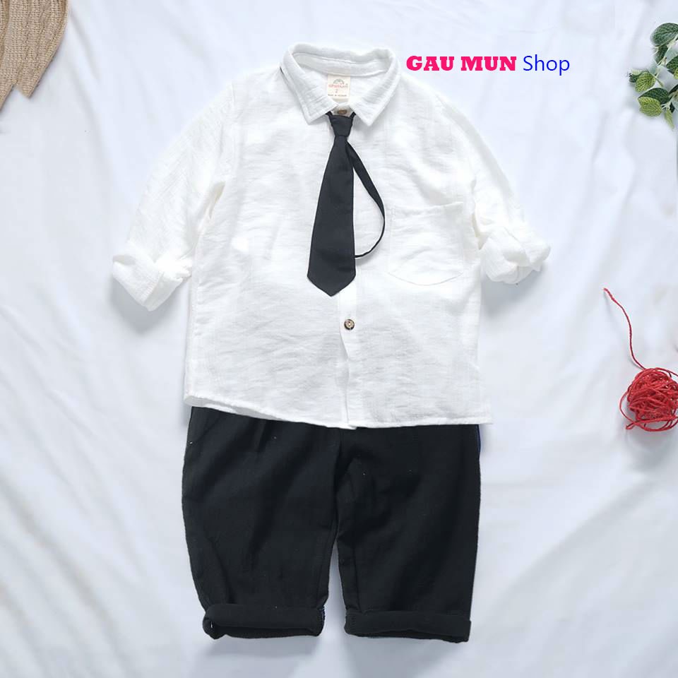 Áo sơ mi trắng cho bé - Có mã giảm giá 30% + Tặng kèm cavat (30k) nhân dịp đầu mùa