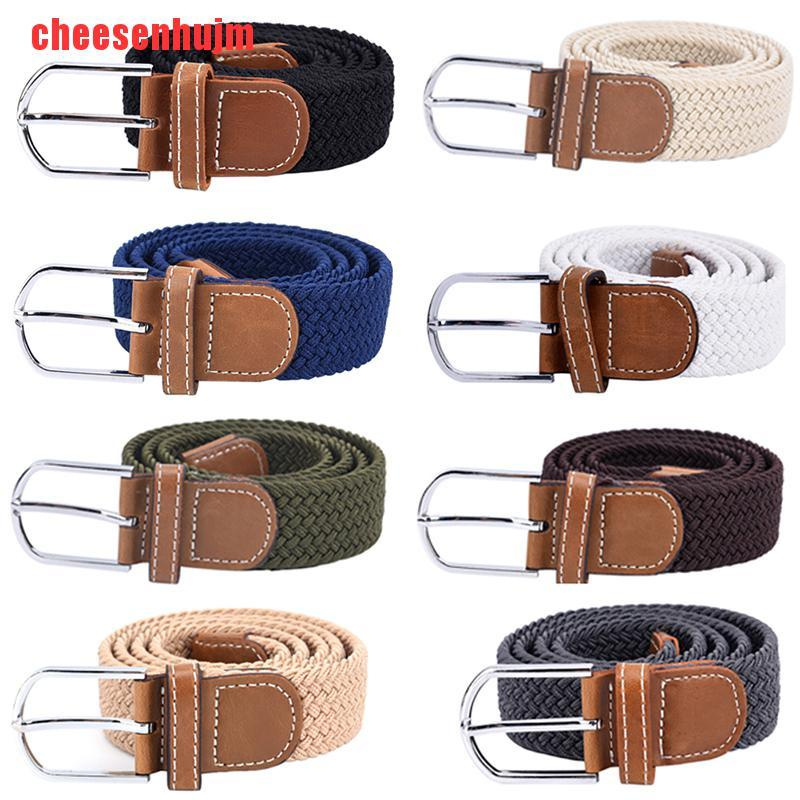 Thắt Lưng Vải Canvas Bện Co Giãn Có Khóa Thời Trang Cho Nam