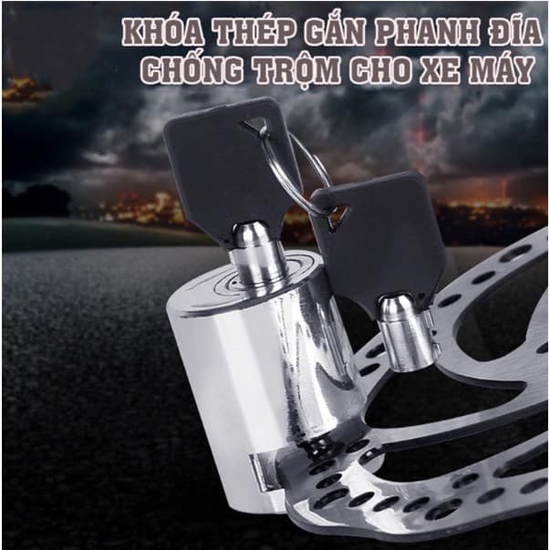 KHÓA THÉP NGUYÊN KHỐI, KHÓA PHANH ĐĨA XE MÁY CHỐNG TRỘM SIÊU AN TOÀN