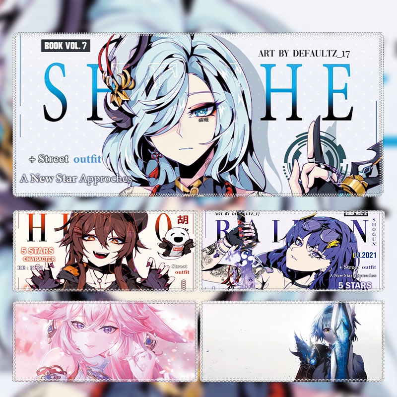 Raiden Shogun shadow Genshin Impact mouse pad games Eula Yae Miko computer keyboard Ganyu desk pad Hutao Keqing anime Shenhe new skin Zhongli beauty girl Chinese New Year festival custom personality dark