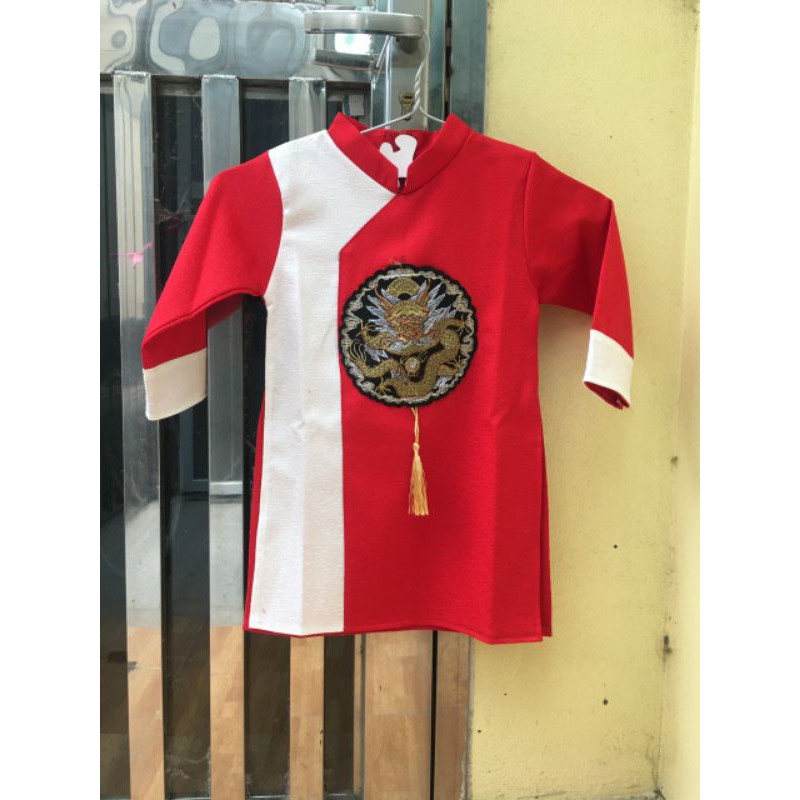 Áo dài cách tân bé trai 2020,vải gấm cao cấp, thêu mặt hổ  habgf đẹp