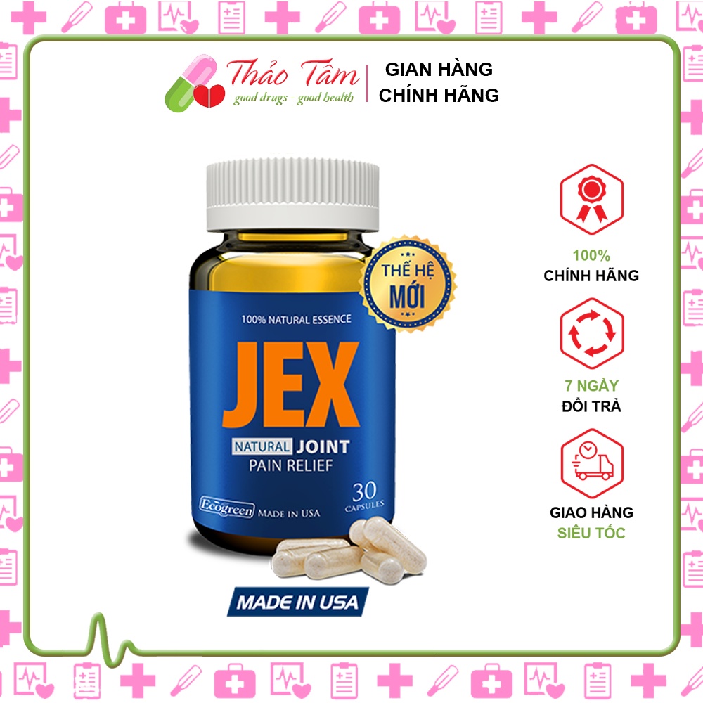 Viên uống bổ khớp Jex natural joint - tái tạo sụn chứa Peptan, Chondroitin và Collagen  Nhập khẩu Mỹ Hộp 30 Viên