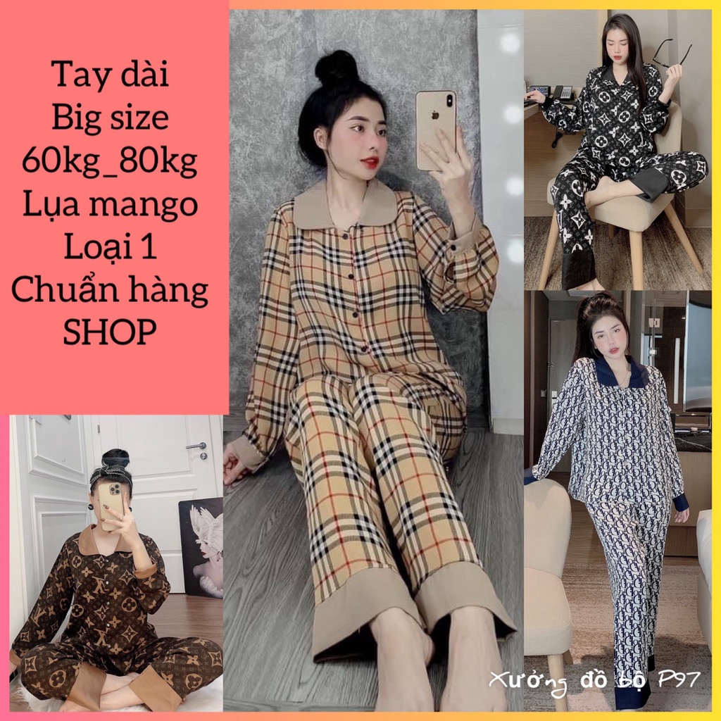ẢNH THẬT pijama tay dài big size 60kg đến 80kg , đồ bộ nữ tay dài thiết kế siêu xinh, chất liệu lụa cao cấp mềm mịn mát
