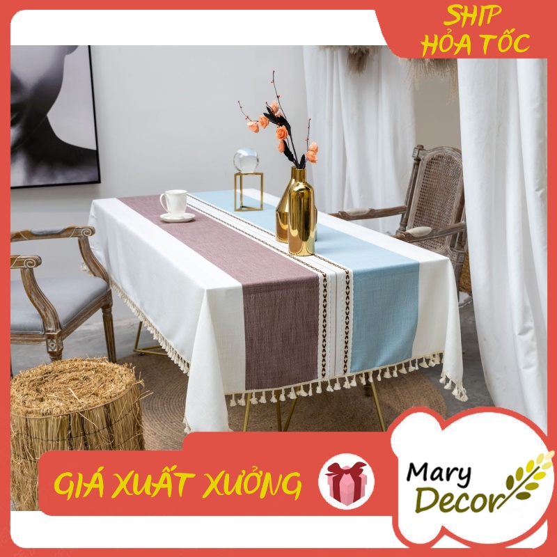 Khăn trải bàn cao cấp Mary Decor chất liệu cotton thêu - KBCC10