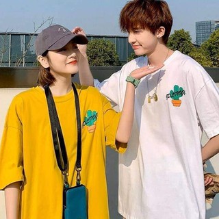 Áo thun tay lỡ freesize nữ - thun phông form rộng Unisex, mặc lớp, nhóm, cặp, in hình cây xương rồng chữ TOP ENGUOLIN