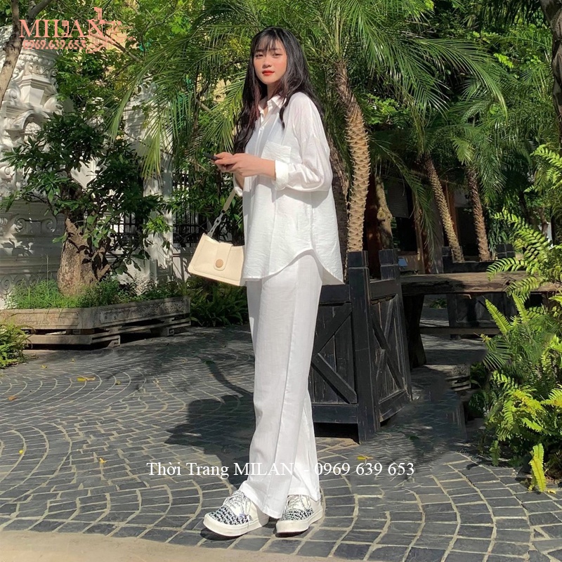 Quần culottes đũi dáng dài ống rộng khóa thật lưng cao cạp chun - Quần đũi ống suông lưng thun vải mềm đi biển công sở