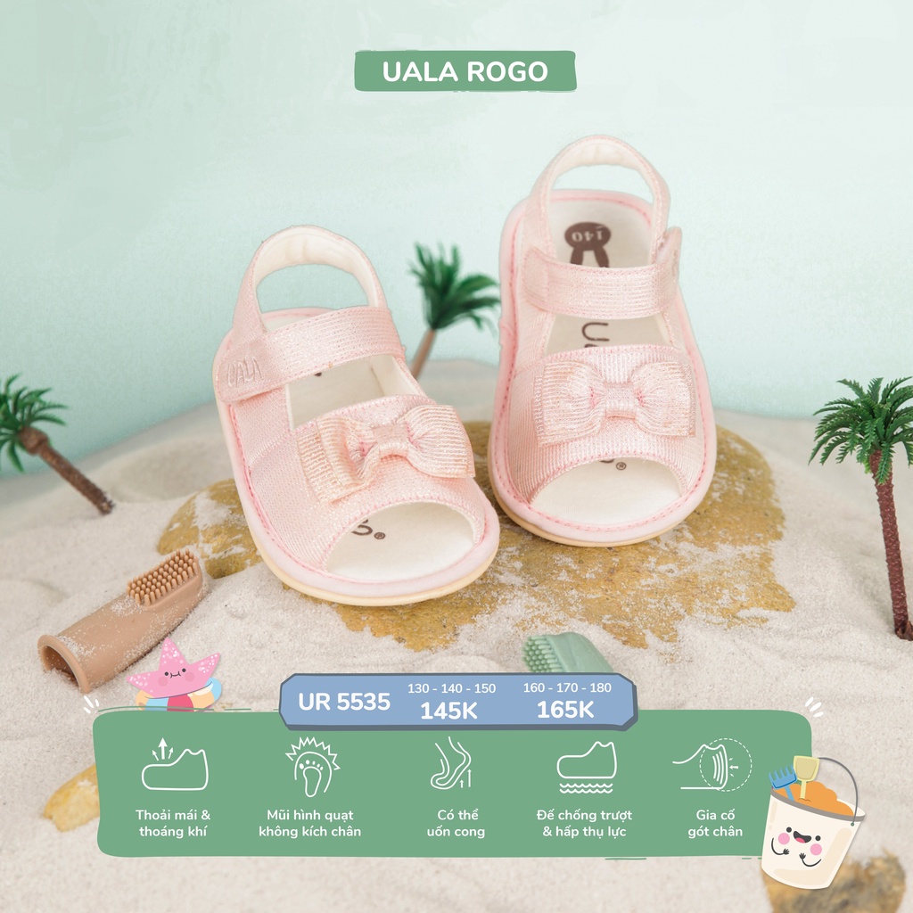 Dép tập đi UalaRogo nơ điệu xinh xắn đáng yêu mềm chân cho bé