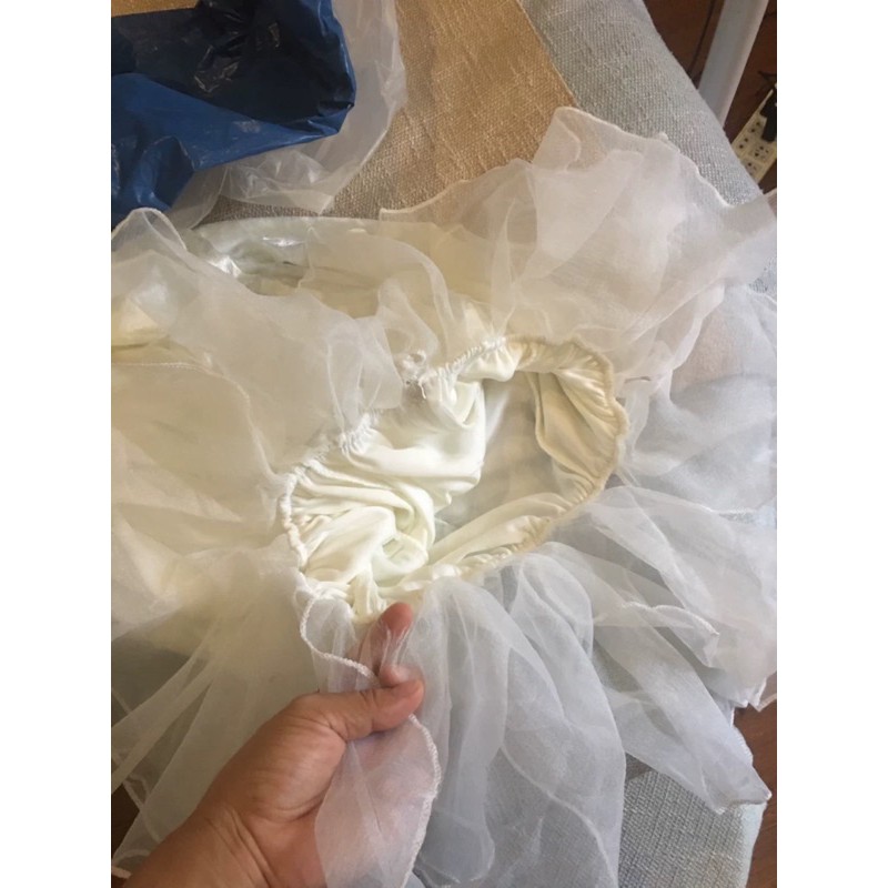 ♥️Đầm,Váy Nhung Trắng Bèo NgựcFzszie dưới 55kg