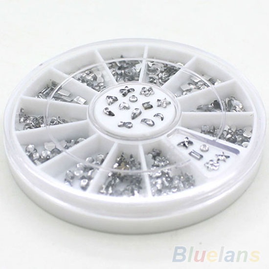 Hộp hạt đá dán trang trí móng tay nghệ thuật hình ngôi sao bông hoa trái tim lấp lánh