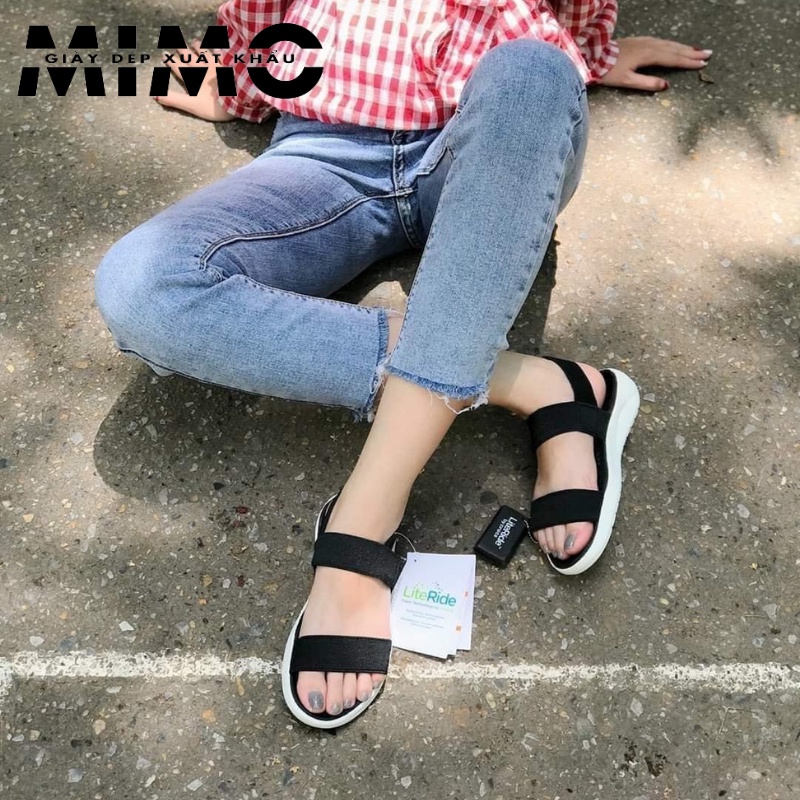 Sandal Cross Literide, xăng đan nữ thời trang màu đen đế trắng cực êm nhẹ, bền đẹp