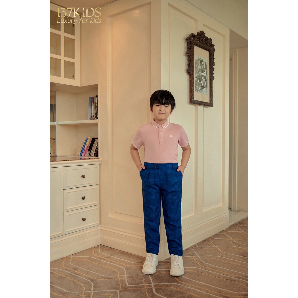 Áo polo cộc tay cho bé 137Kids unisex cotton co giãn màu hồng dễ thương APL2203