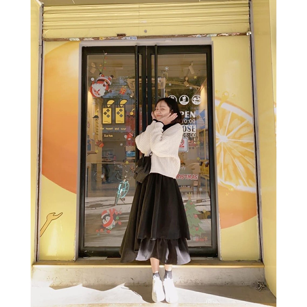 Chân Váy Nữ - Chân váy xoè lệch vạt ullzang nữ LE40 | BigBuy360 - bigbuy360.vn