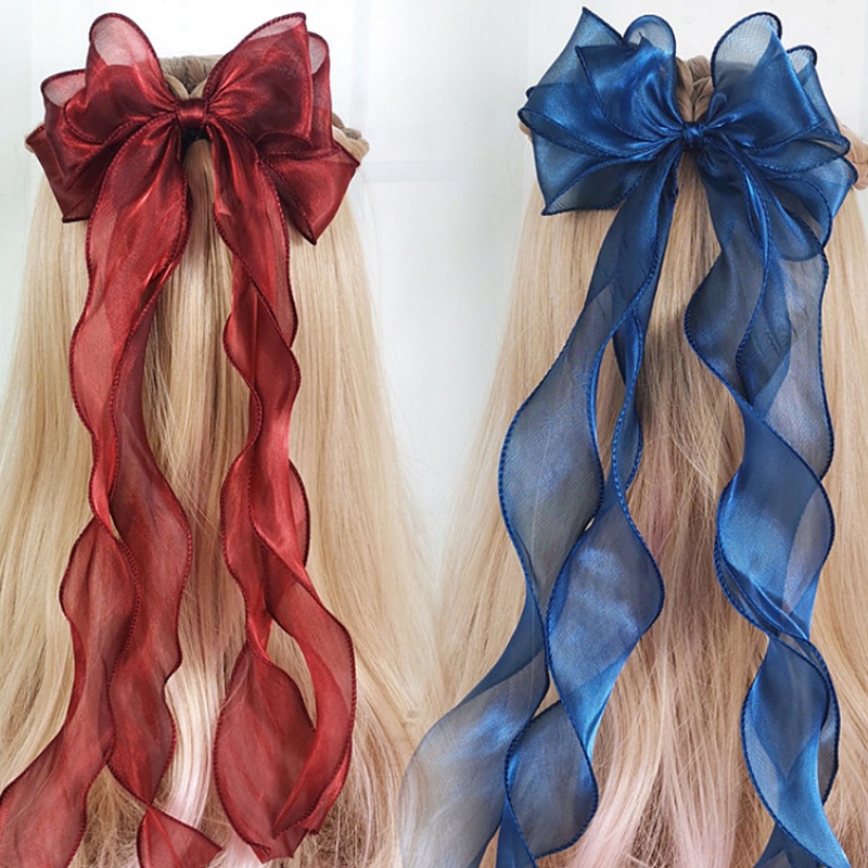 XIXI Kẹp tóc nơ 3 lớp màu sắc lấp lánh phong cách cổ điển dành cho nữ