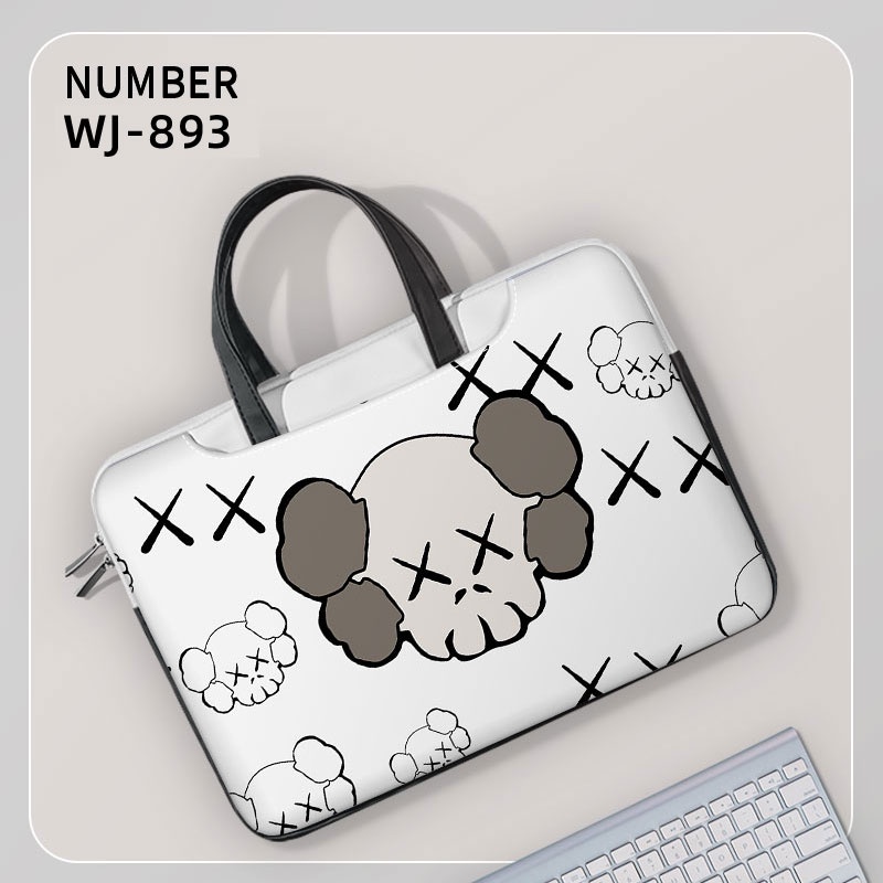 Túi máy tính xách tay Phim hoạt hình Tay cầm màu đen 13 14 15 16 17 inch Túi chống sốc Túi tiện lợi Túi xách