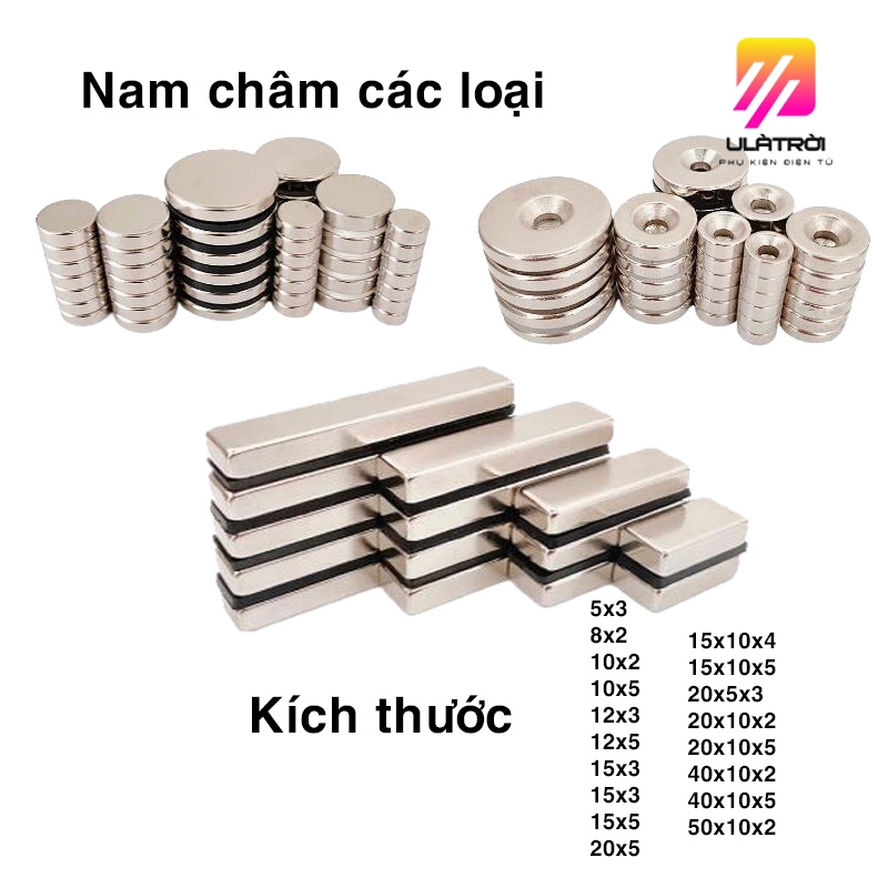 Nam châm đất hiếm NdFeB từ tính mạnh nhiều kích thước tùy chọn