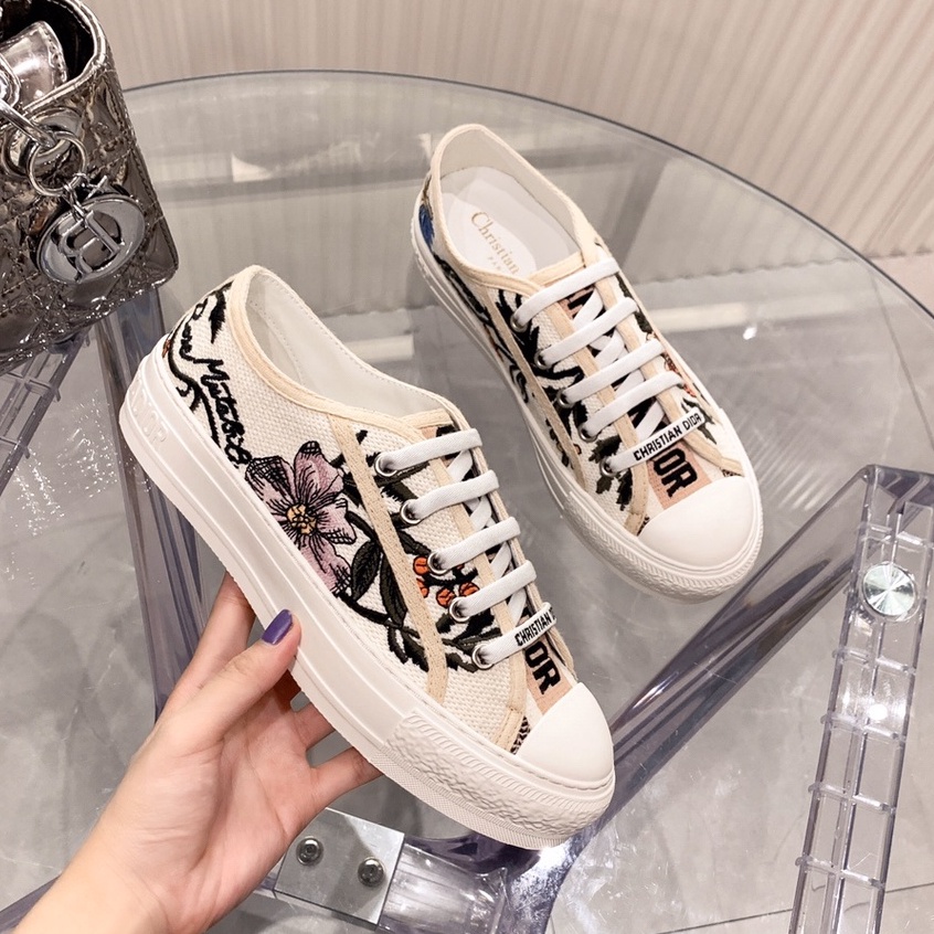 #Giày SNEAKER Đi Bộ 'N' Dr Bằng Vải Cotton Thêu Họa Tiết Đảo Ngược Toile de Jouy Không Hộp
