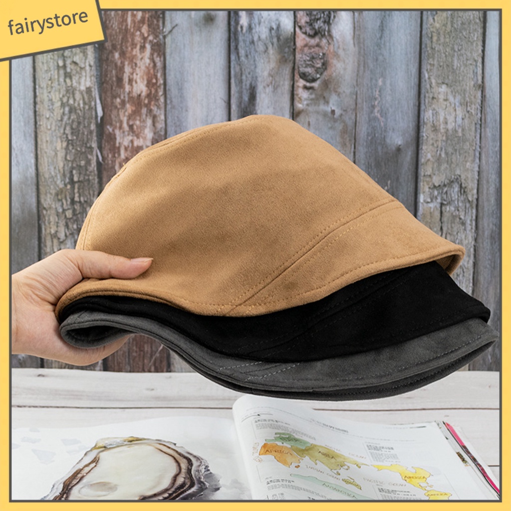 Nón bucket bằng da lộn thời trang thu đông cho cả nam và nữ