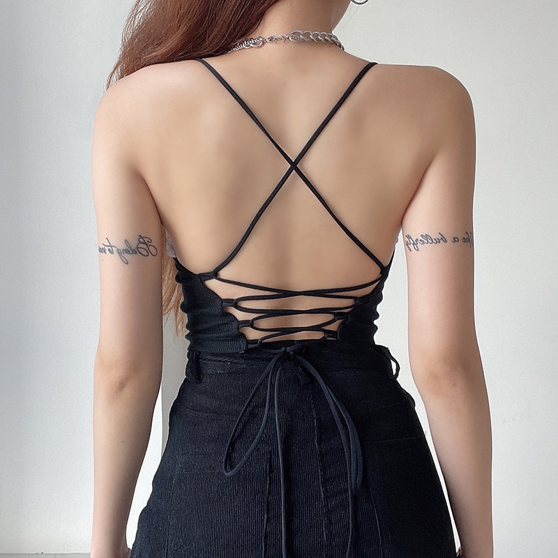 Áo hai dây phối dây đan chéo thời trang quyến rũ cho nữ