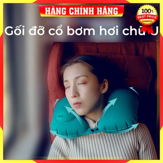 Gối đỡ cổ bơm hơi chữ U tiện ích trên xe, máy bay, gối kê cổ chữ U văn phòng, du lịch