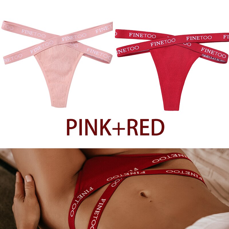 Set 2 Quần Lót FINETOO D005 Bằng Cotton Lọt Khe Phong Cách Gợi Cảm Thoải Mái Cho Nữ