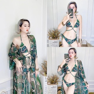 Bikini, Đồ Bơi Đi Biển Hai Mảnh Set 3 Món Tam Giác Nhiều Màu A1