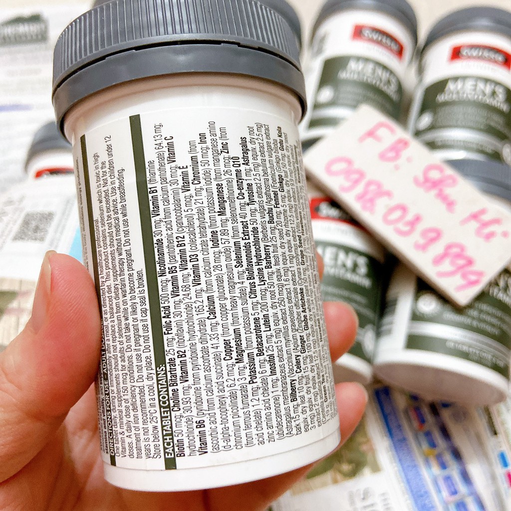 Vitamin tổng hợp cho nam Swisse Men’s Ultivite Multivitamin Úc, 60 viên - Swisse Men | Thế Giới Skin Care