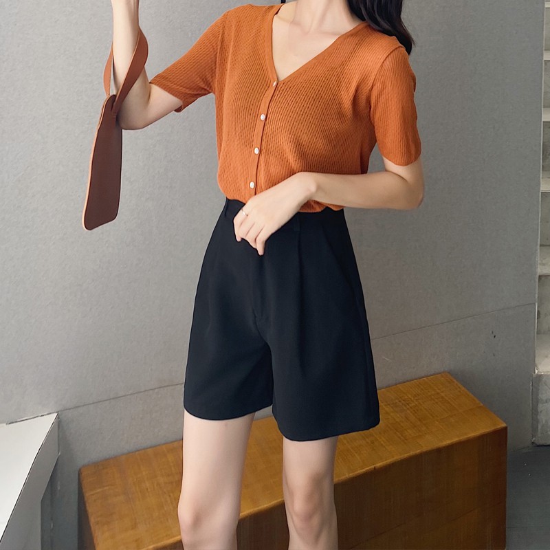 Quần Short Dáng Chữ A Ống Rộng Lưng Cao Thời Trang Mùa Hè Hàng Mới 2020 Dành Cho Bạn Nữ | BigBuy360 - bigbuy360.vn