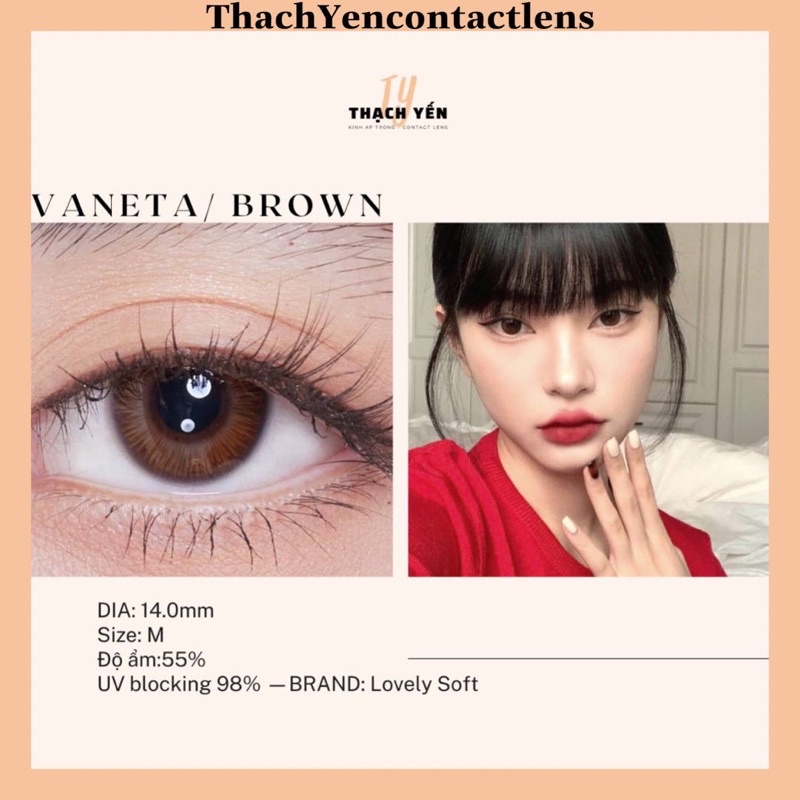 Kính Áp Tròng Vaneta Brown Lens Nâu Cận 0-10 Độ