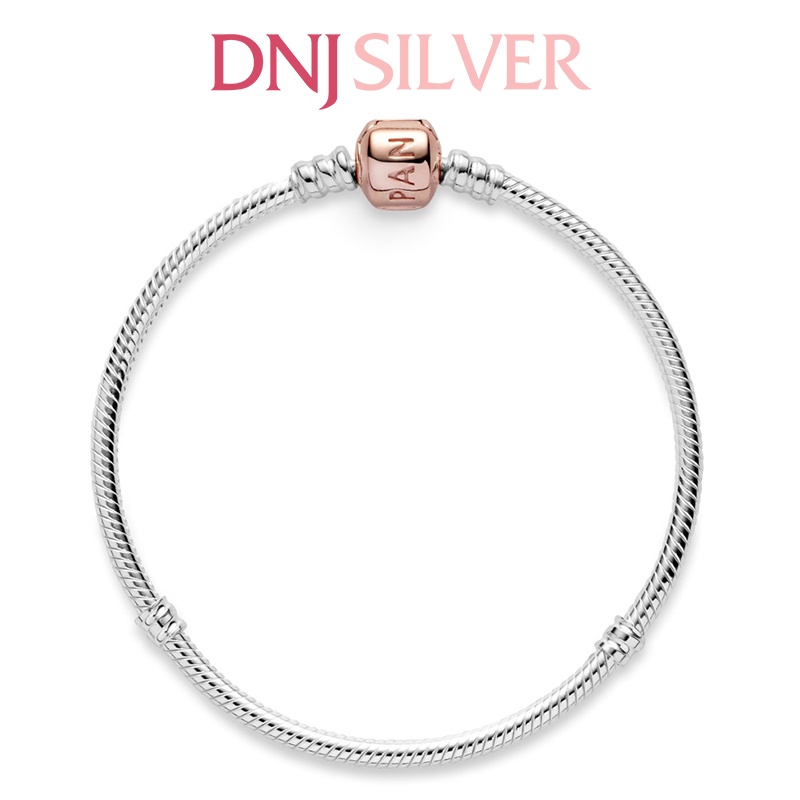 Vòng tay bạc 925 cao cấp - Mẫu vòng Rose Clasp, vòng mềm chốt Rose Gold, có thể mix thêm hạt charm vào vòng theo ý thích