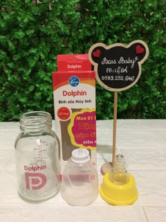 (Tặng thêm 1 núm) Bình thuỷ tinh Dolphin 120ml