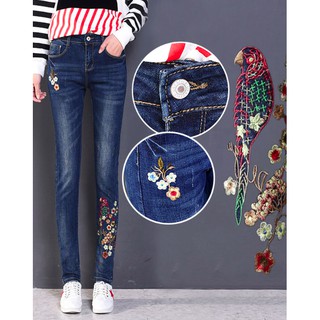 Quần jeans bút chì thêu 3d hàn quốc form quần cực đẹp