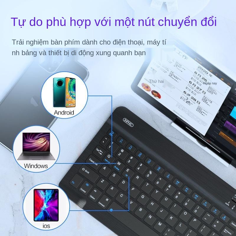 Bàn phím Bluetooth Inphic V750B mẫu mới không dây phù hợp với điện thoại máy tính bảng Apple ipad Huawei m6