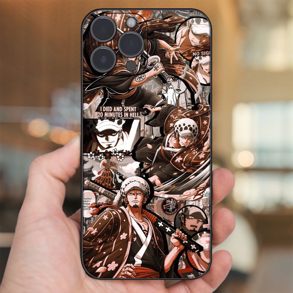 Ốp lưng iPhone 14 Pro Max dẻo đen cạnh vuông in hình Law One Piece