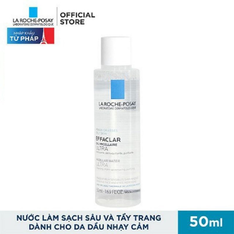 [CHÍNH HÃNG] Nước tẩy trang cho da dầu nhạy cảm  la roche posay 50ml