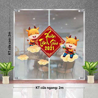 Decal trang trí tết mừng xuân tân sửu 2021