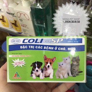 [CHÍNH HÃNG] Coli-SP dung dịch đặc trị các bệnh ở chó mèo. Lọ 10ml