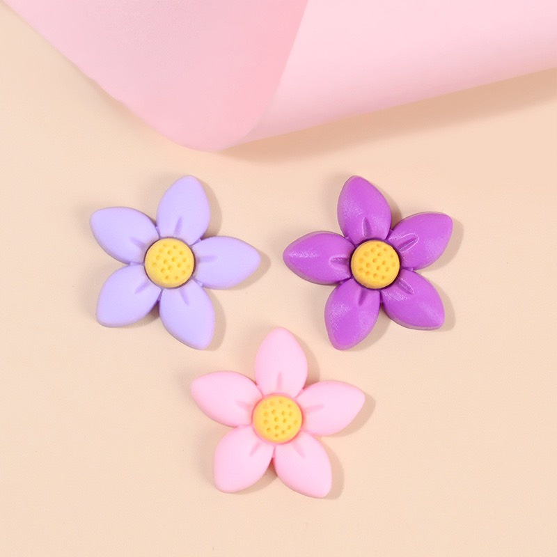 Charm (C395) slime/ Dụng Cụ Charm Dẻo Trang Trí [Ko Keo &amp; Nút] Hình Hoa 5 Cánh Đặc Sắc (2.5cm)